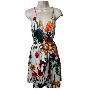 ALICE + OLIVIA Floral Susana Faux Wrap Mini Dress sz 4